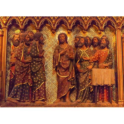 Jesus Christ Twelve Disciples Wooden Panel statues Sculpture-Notre Dame Cathedral-Paris-France